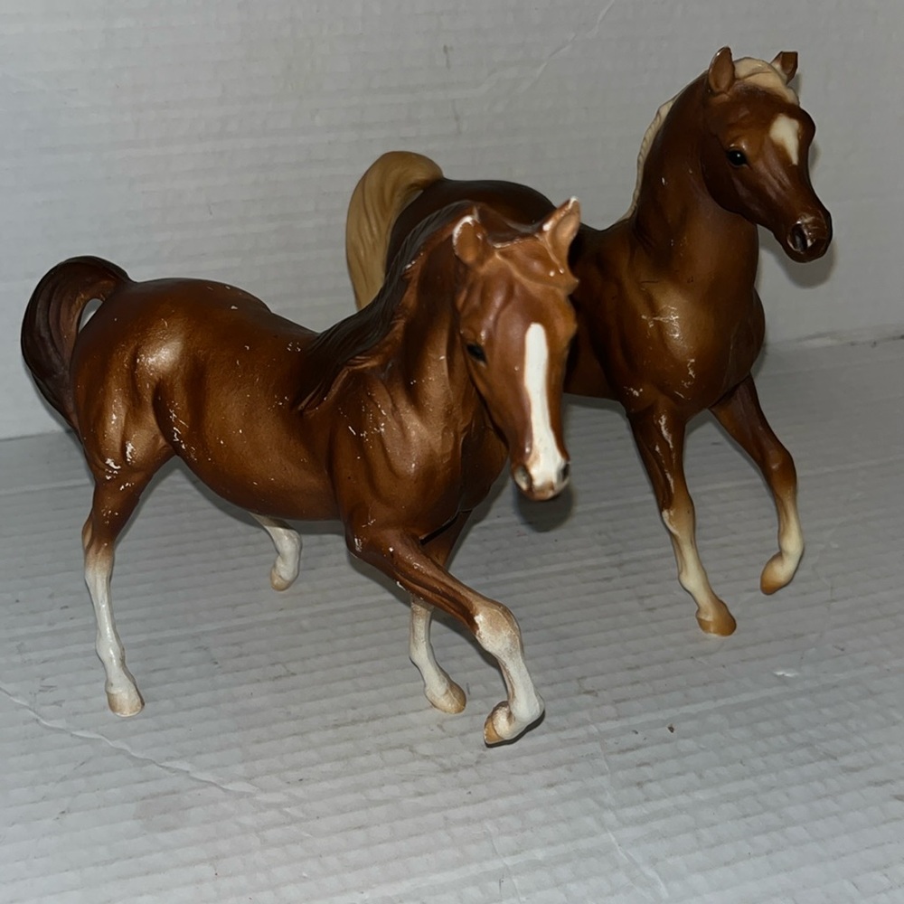 Lot 2 Classic Chestnut chalky Mare Vintage Breyer Horse toy figure brown - USA